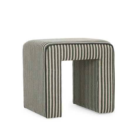 Byron Square Cotton Jute Ottoman showing waterfall silhouette and faux leather piping