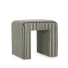 Byron Square Cotton Jute Ottoman in green stripe fabric front view