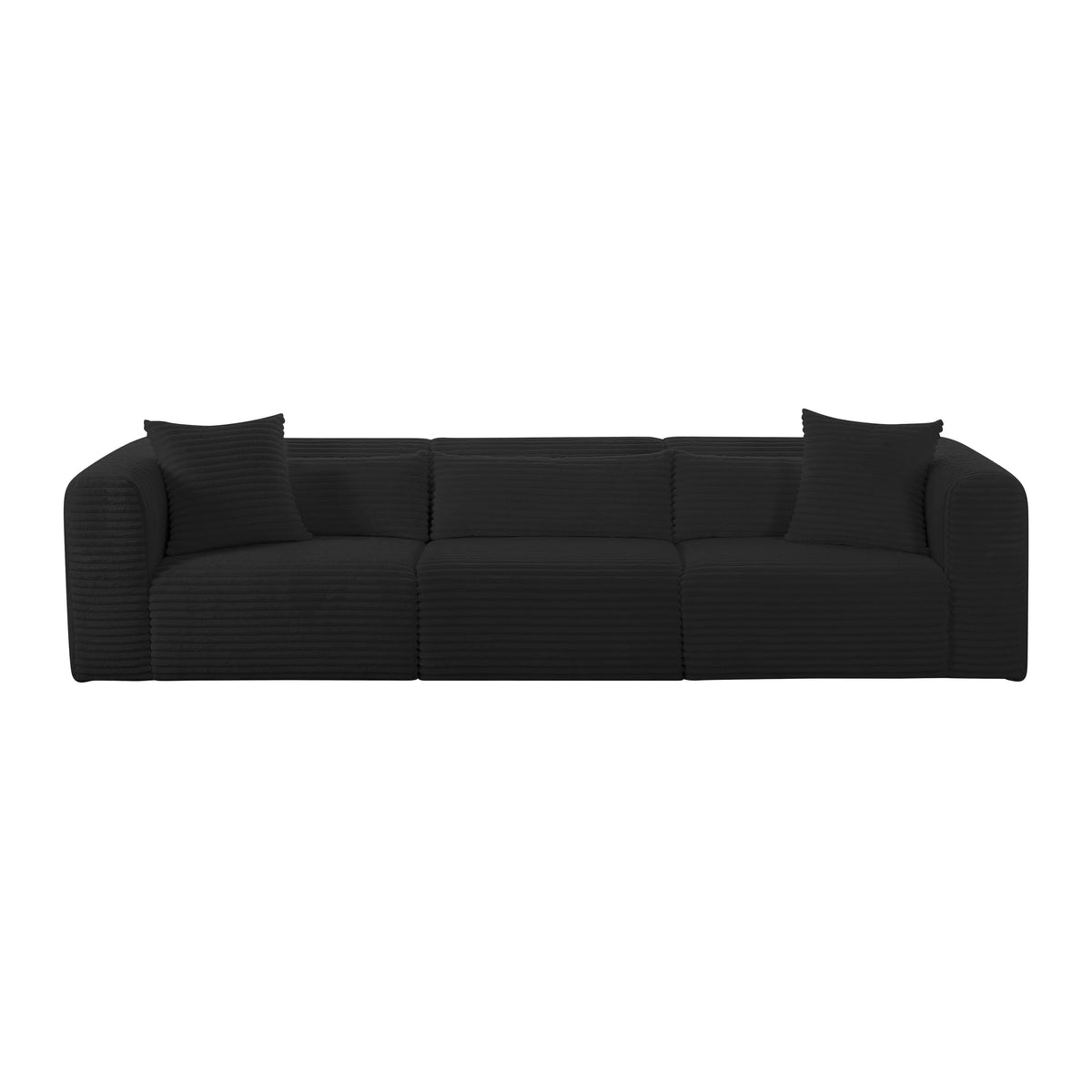 Full wide-angle view of Tarra 118-Inch modular seating in bright living room