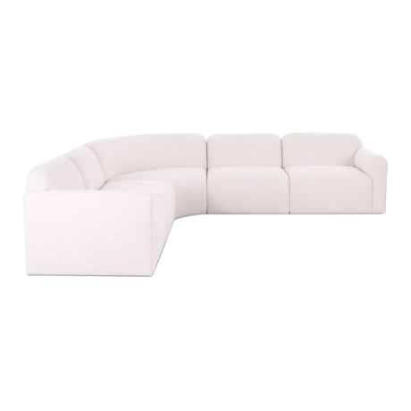 Gorge 5-Piece Modular Corner Sectional in Cream front view showing modular seating units