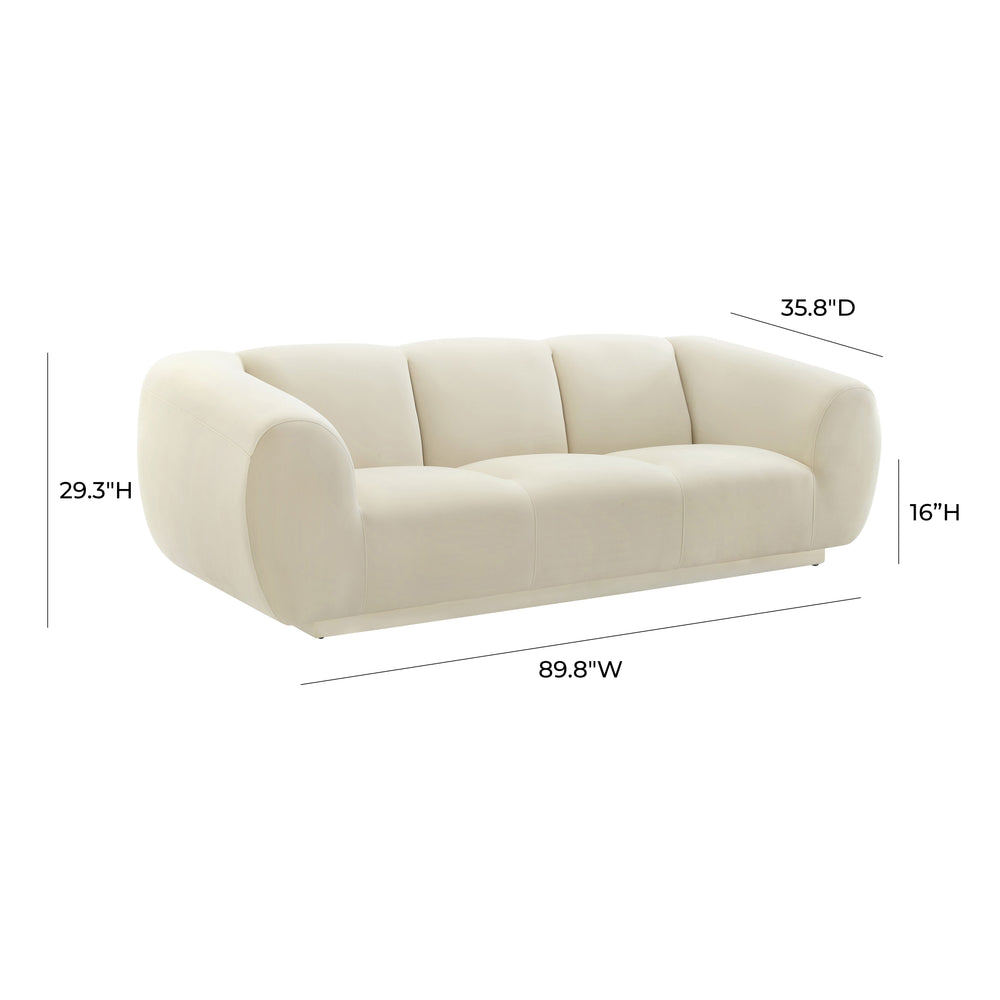 Emmet 90" Velvet Sofa dimensions