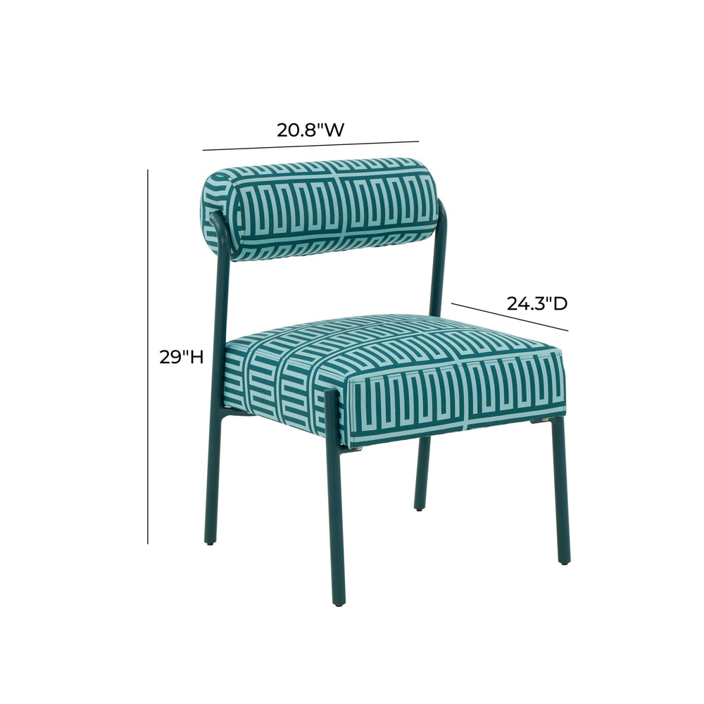 Jolene Green Patterned Linen Accent Chair dimensions