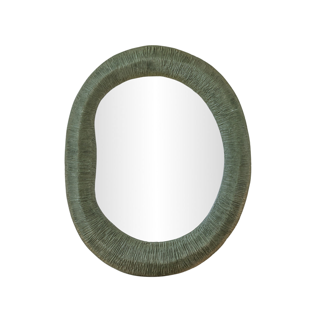 Orpheus 22"X28" Ribbed Forest Green Fiberglass Thick Wall Mirror - View 1