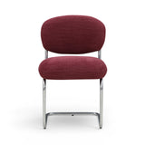 Side angle close-up of Becky chair backrest pill silhouette and fabric weave