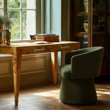 Kristen Rolling Desk Chair in Pink soft chenille weave detail