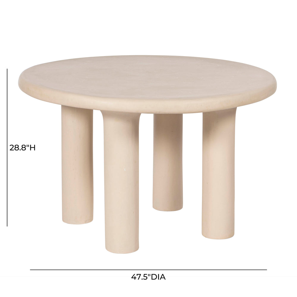 Barbara 47" Cream Textured Indoor / Outdoor Round Dining Table dimensions
