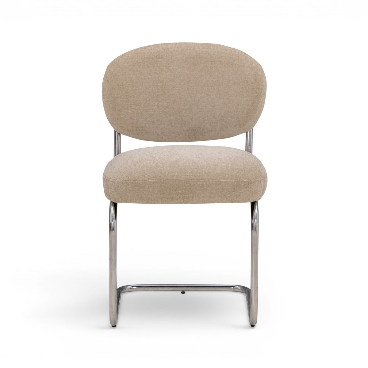 Becky Performance Chenille Chair straight front view highlighting pill-shaped cushions