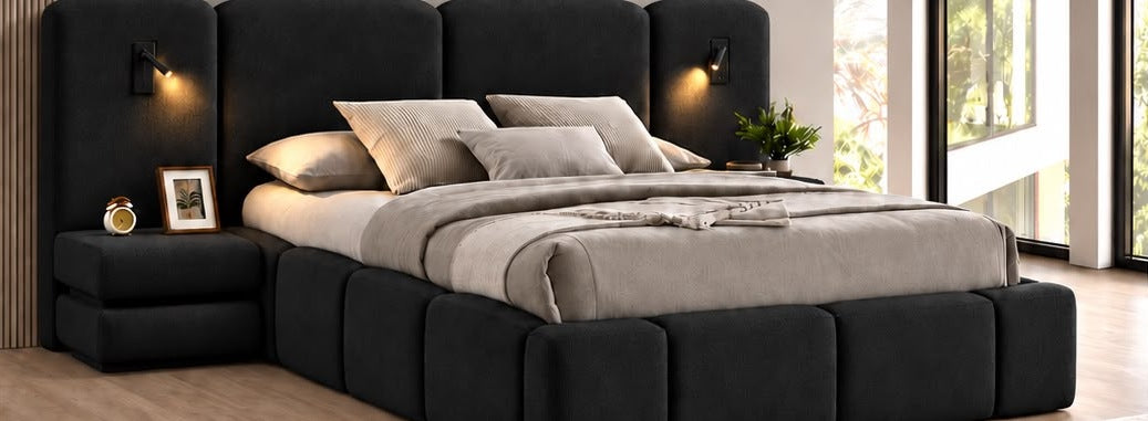Monaco Upholstered Bed – Black
