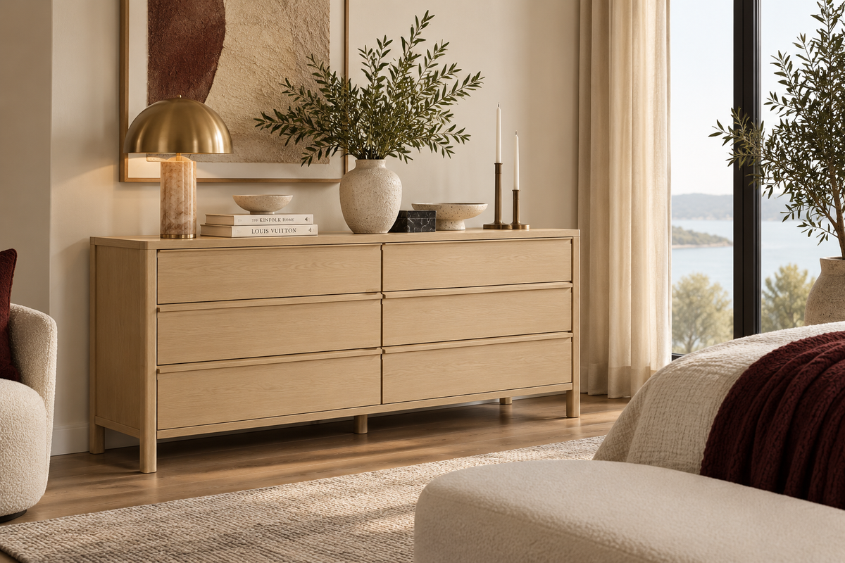 Tyra 62" Ash 6-Drawer Dresser