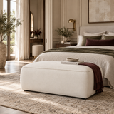 Travie Sand Upcycled Performance Linen Ottoman