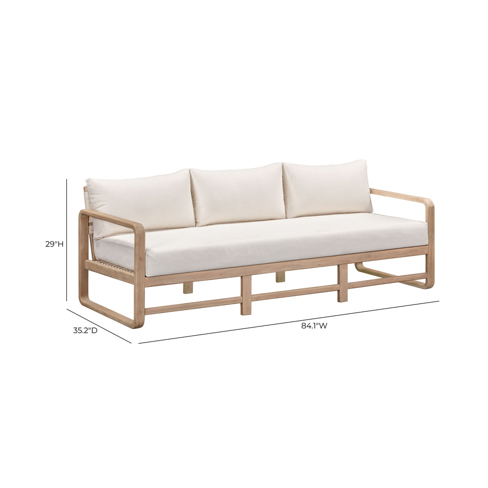 Palata 84" Cream Performance Fabric Outdoor Sofa dimensions