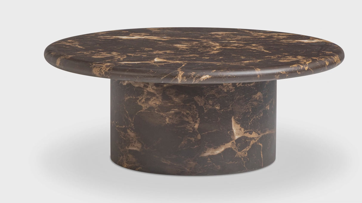 Byron 36" Dark Brown Faux Marble Indoor/Outdoor Concrete Round Coffee Table