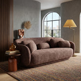 Misty 90" Performance Boucle Curved Sofa with Bolster Pillows - Contemporary Living Room Seating
