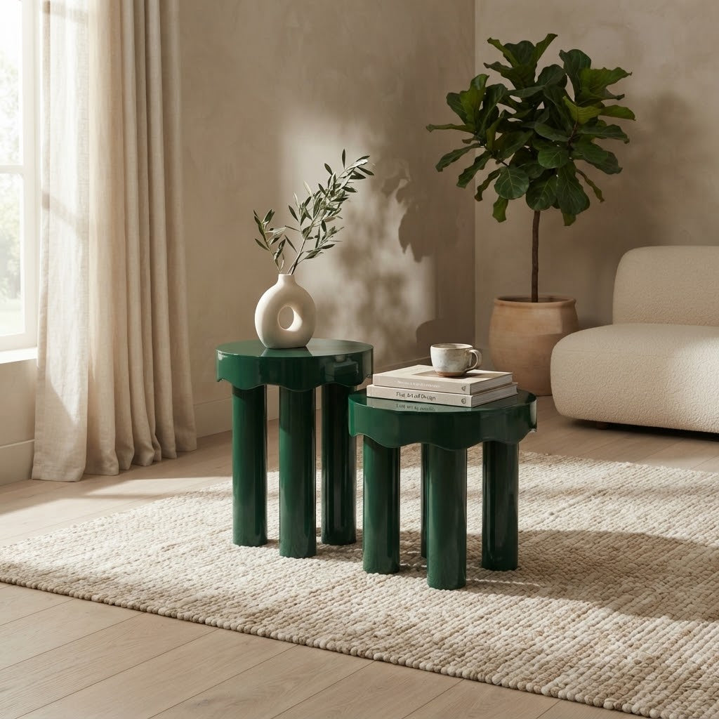 Casper High Gloss Nesting Side Table Set - Contemporary & Living Room Accent Tables