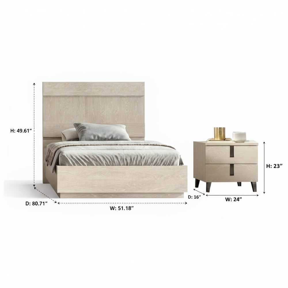 Kroma Sand Birch Bedroom Set dimensions