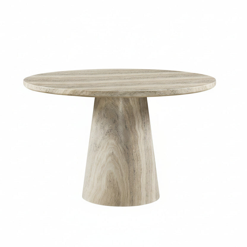 Round Dining Table in Concrete & Travertine Finish