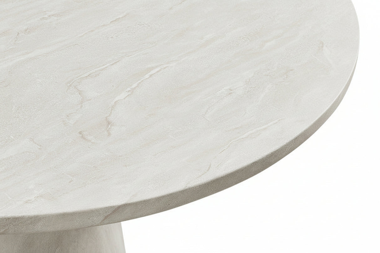 Round Dining Table in Concrete & Travertine Finish