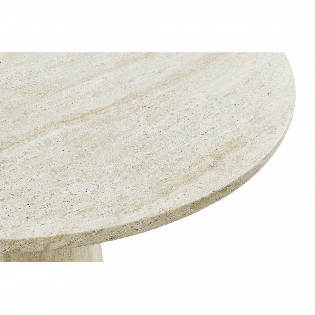 Round Dining Table in Concrete & Travertine Finish