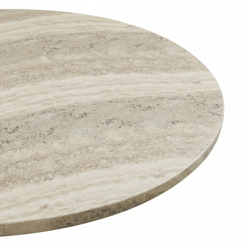 Round Dining Table in Concrete & Travertine Finish