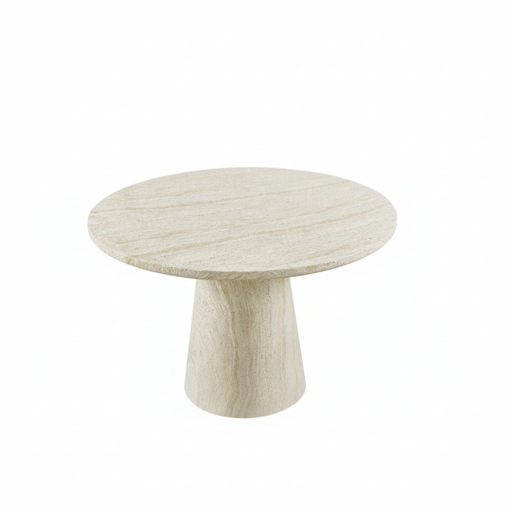 Round Dining Table in Concrete & Travertine Finish
