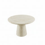 Round Dining Table in Concrete & Travertine Finish