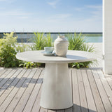 Round Dining Table in Concrete & Travertine Finish