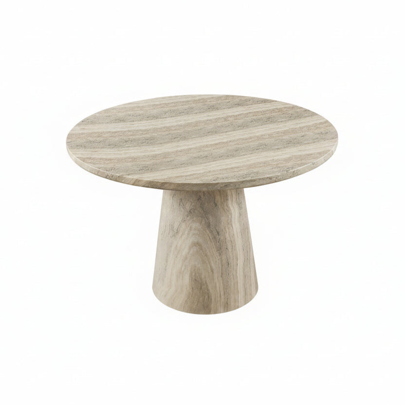 Round Dining Table in Concrete & Travertine Finish