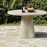 Round Dining Table in Concrete & Travertine Finish