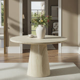 Round Dining Table in Concrete & Travertine Finish