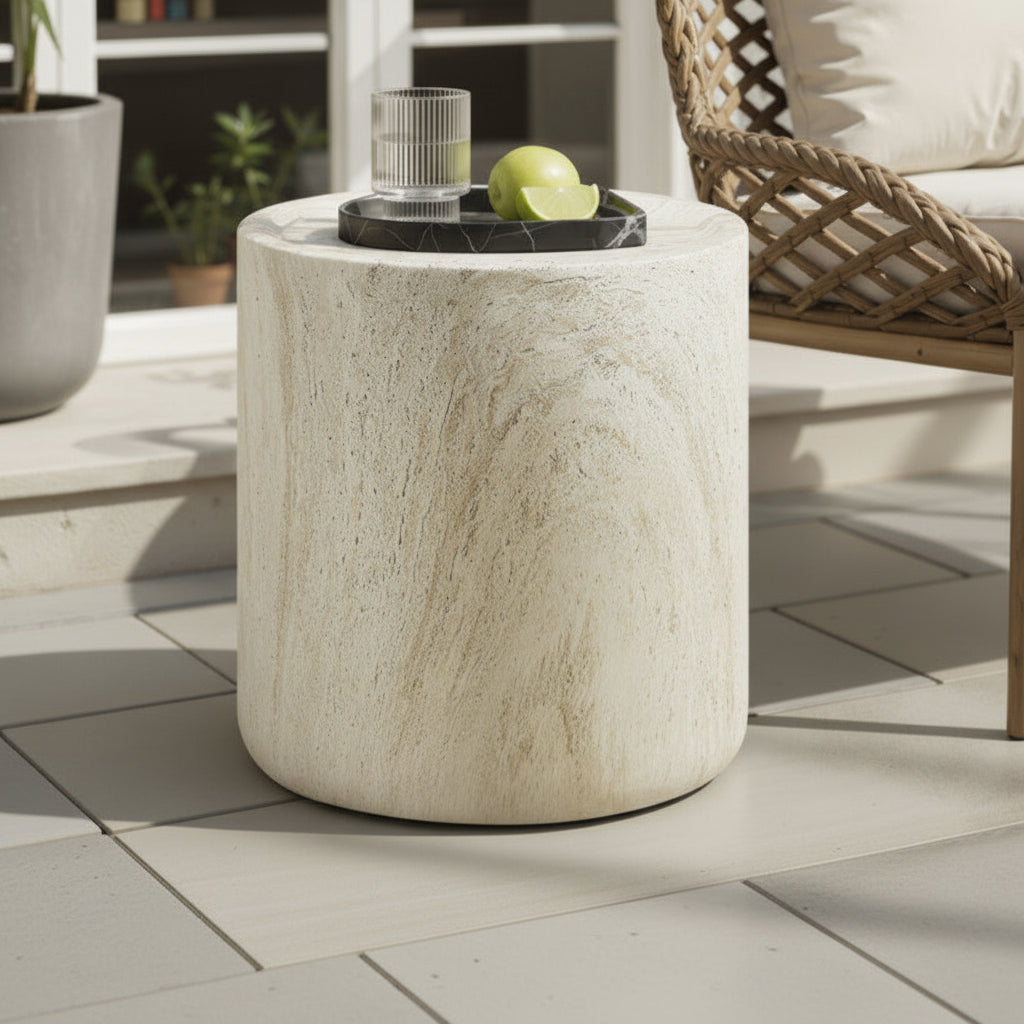 Modern Round Concrete End Table