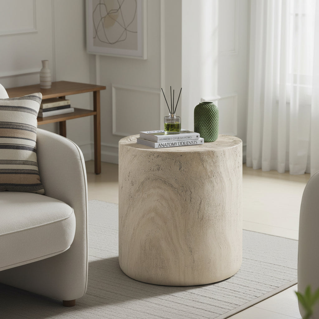 Modern Round Concrete End Table