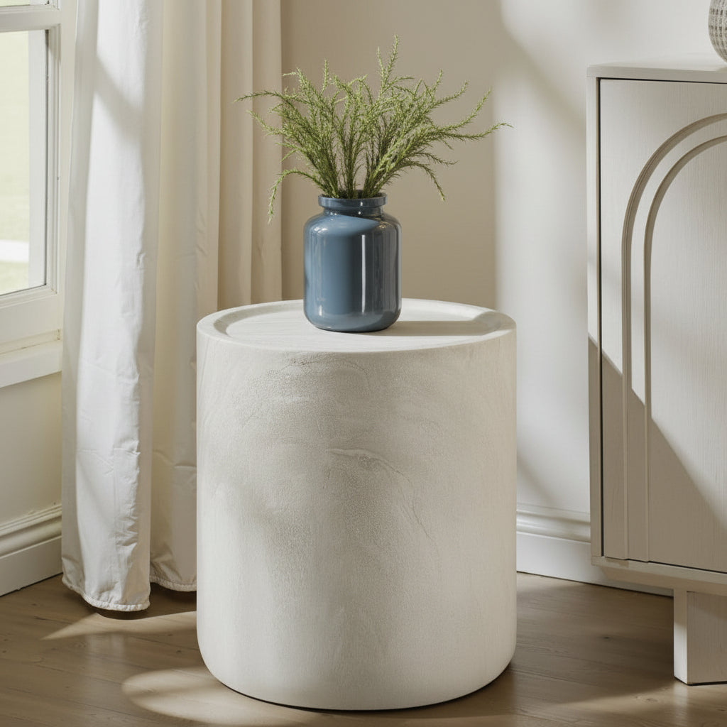 Modern Round Concrete End Table