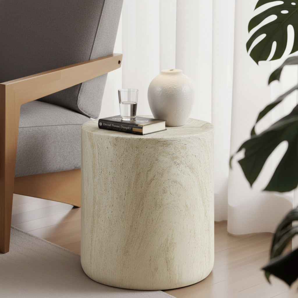 Modern Round Concrete End Table