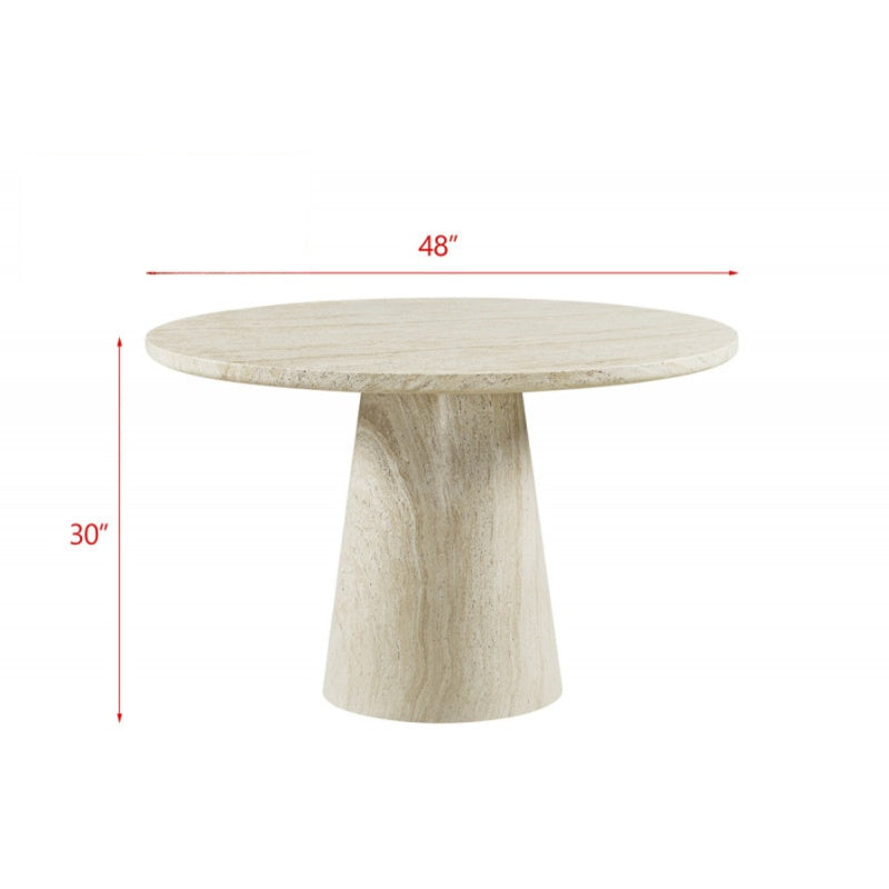 Round Dining Table in Concrete & Travertine Finish